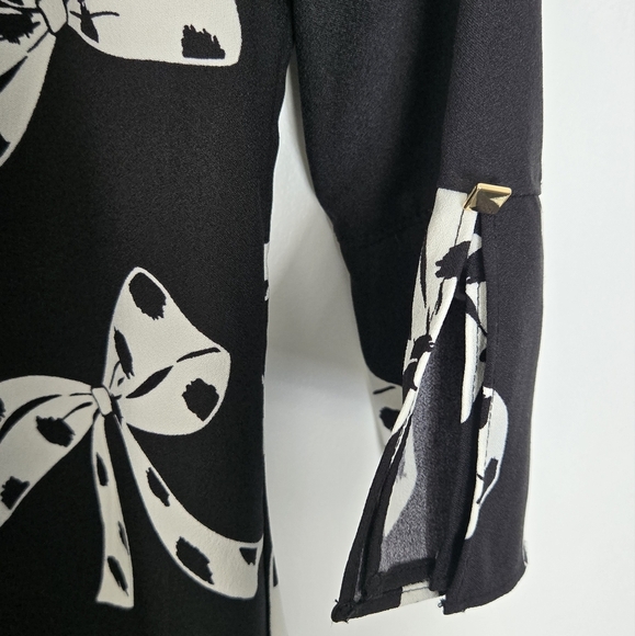 Banana Republic Black Long Sleeve Dress with Bow Design Size 2 - Picture 7 of 8